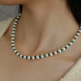 Handmade Green Natural Stone Beaded Pearl Necklace - floysun