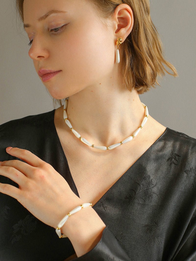 Handmade Water Drop White Mother - of - pearl Necklace - floysun