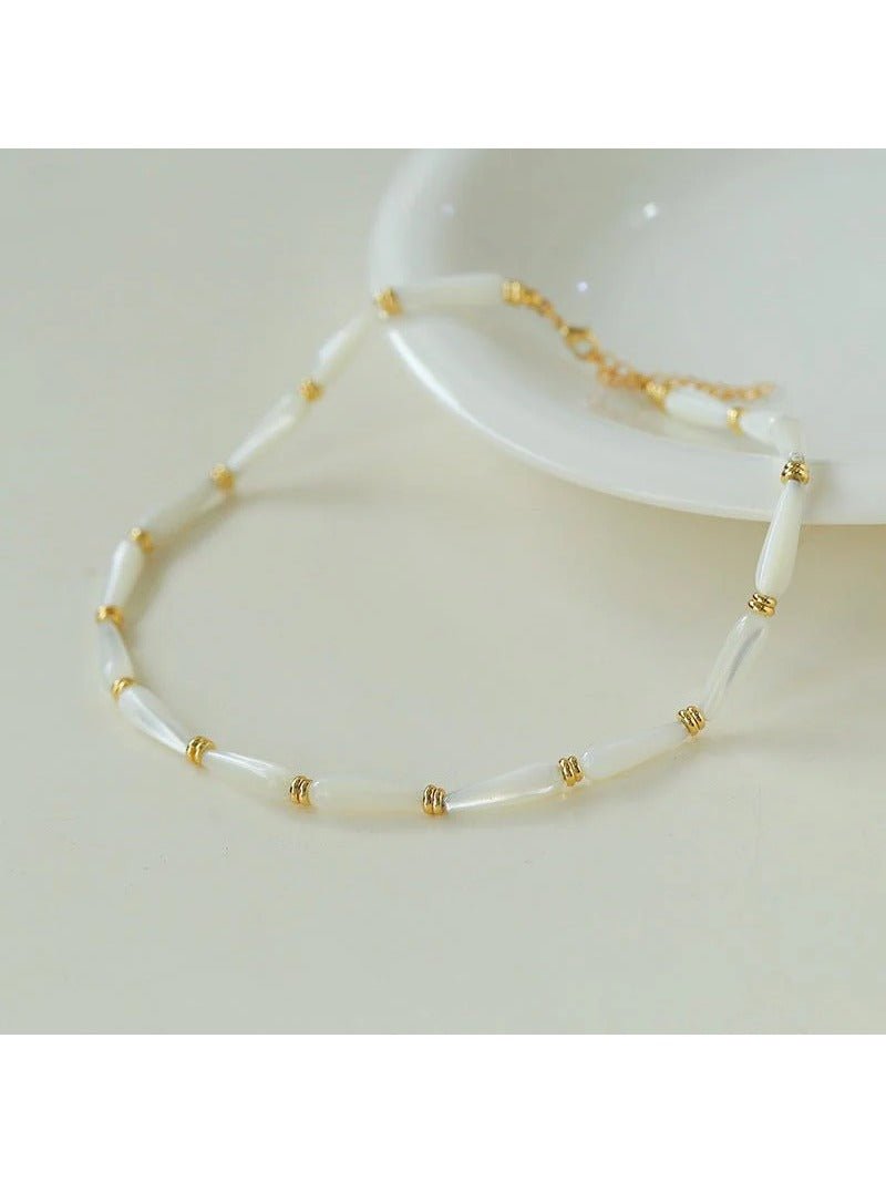 Handmade Water Drop White Mother - of - pearl Necklace - floysun