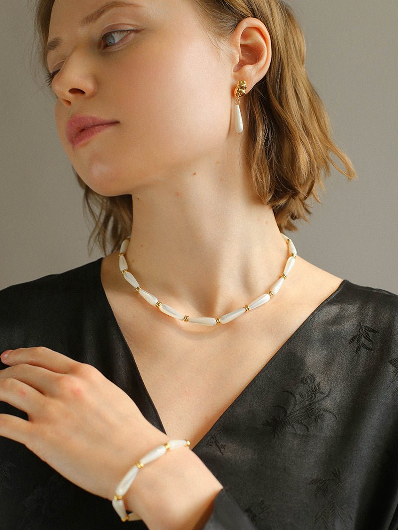 Handmade Water Drop White Mother - of - pearl Necklace - floysun