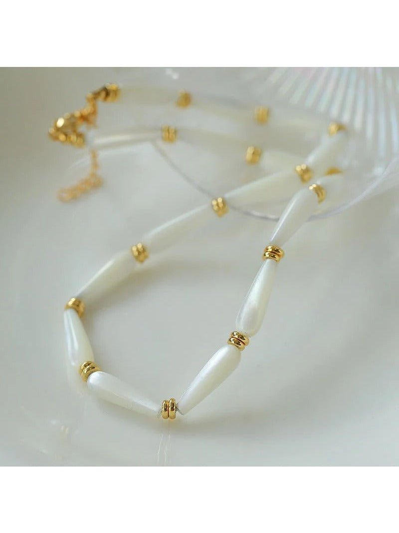 Handmade Water Drop White Mother - of - pearl Necklace - floysun