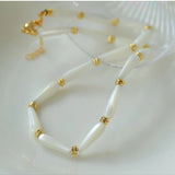 Handmade Water Drop White Mother - of - pearl Necklace - floysun