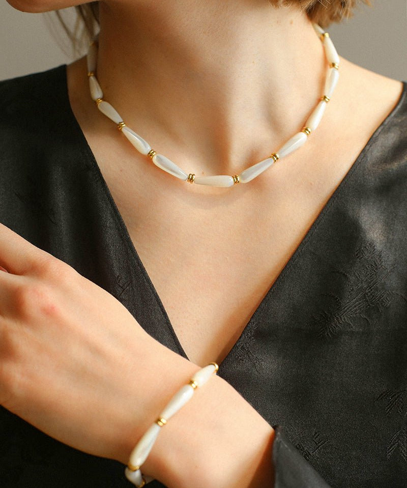 Handmade Water Drop White Mother - of - pearl Necklace - floysun