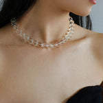 Handwoven 12mm White Crystals Magnetic Clasp Necklace - floysun