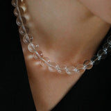 Handwoven 12mm White Crystals Magnetic Clasp Necklace - floysun