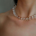 Handwoven 12mm White Crystals Magnetic Clasp Necklace - floysun