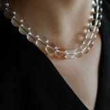 Handwoven 12mm White Crystals Magnetic Clasp Necklace - floysun