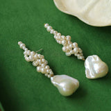 Handwoven Baroque Wrapped Pearl Earrings - floysun