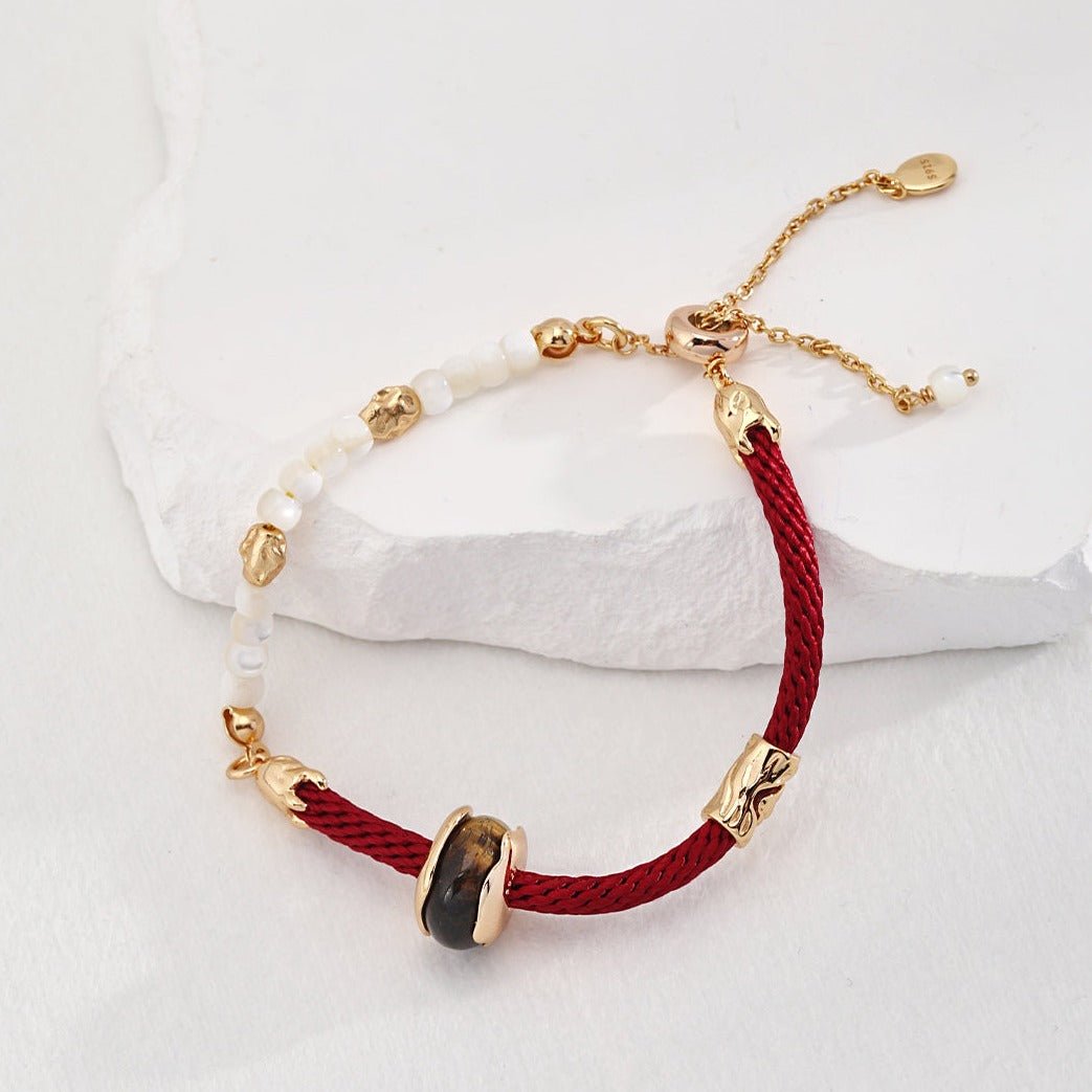 Handwoven Red Rope Gemstone Bracelet - floysun
