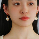 Handwoven Spherical Pearl Ball Drop Earrings - floysun