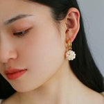 Handwoven Spherical Pearl Ball Drop Earrings - floysun