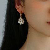 Handwoven Spherical Pearl Ball Drop Earrings - floysun