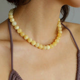 Harmonious Gemstone Necklace Yellow Jade 10mm - floysun