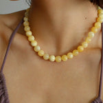 Harmonious Gemstone Necklace Yellow Jade 10mm - floysun