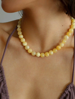 Harmonious Gemstone Necklace Yellow Jade 10mm - floysun