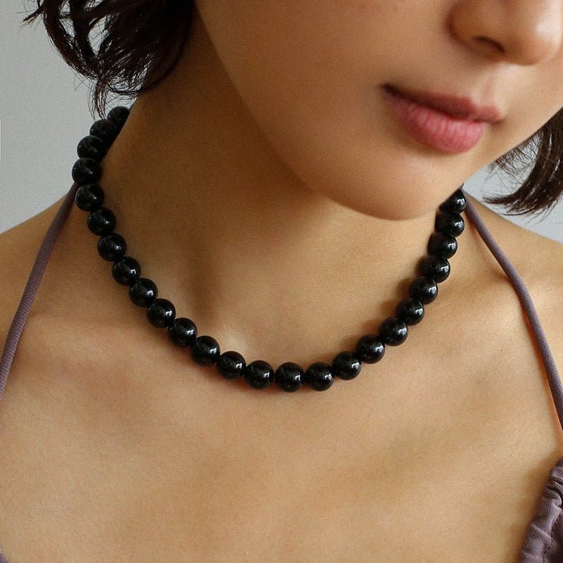 Harmonious Gemstone Necklaces Onyx Beaded 10mm Necklaces - floysun