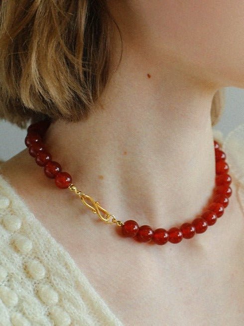 Harmonious Gemstone Necklaces Red Onyx 10mm - floysun