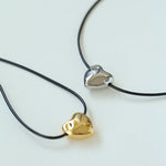 Heart - shaped Black Leather Drawstring Pendant Necklace - floysun