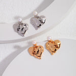 Heart Stitching Collection Sterling Silver Heart Pearl Earrings - floysun