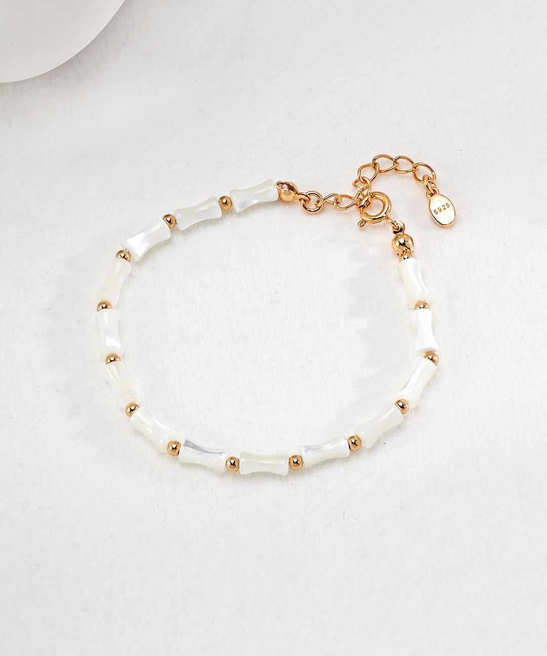 Horseshoe Mother - of - Pearl Mini Gold Bead Bracelet - floysun