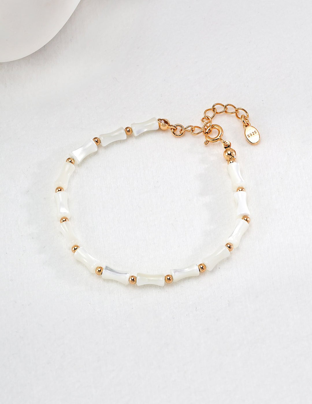 Horseshoe Mother - of - Pearl Mini Gold Bead Bracelet - floysun