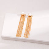 HOT Sterling Silver Temperament Pearl Tassels Earrings - floysun