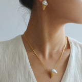 Ice Cream Baroque Pearl Chain Pendant Necklace - floysun