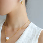 Ice Cream Baroque Pearl Chain Pendant Necklace - floysun