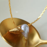 Ice Cream Baroque Pearl Chain Pendant Necklace - floysun