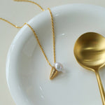 Ice Cream Baroque Pearl Chain Pendant Necklace - floysun