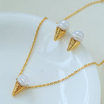 Ice Cream Baroque Pearl Chain Pendant Necklace - floysun