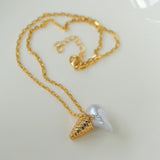 Ice Cream Baroque Pearl Chain Pendant Necklace - floysun