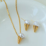 Ice Cream Baroque Pearl Chain Pendant Necklace - floysun