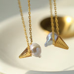 Ice Cream Baroque Pearl Chain Pendant Necklace - floysun