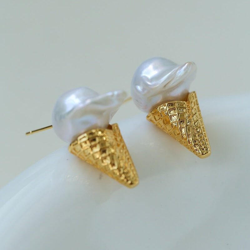 Ice Cream Baroque Pearl Earrings - floysun