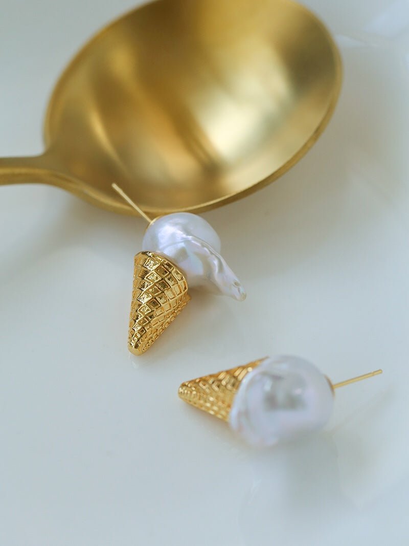 Ice Cream Baroque Pearl Earrings - floysun