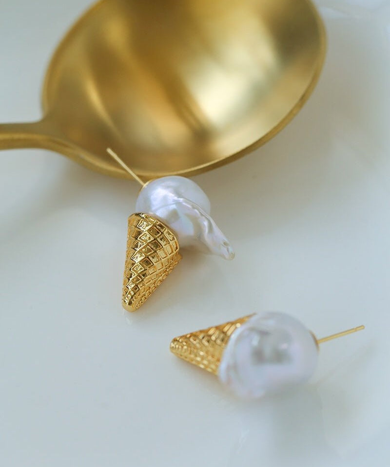 Ice Cream Baroque Pearl Earrings - floysun