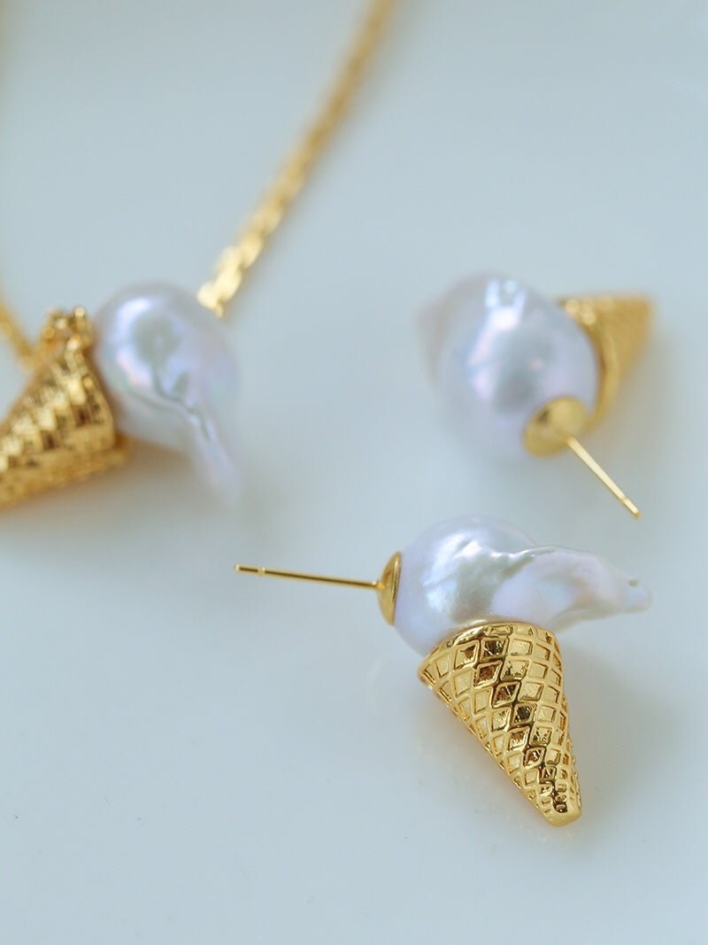 Ice Cream Baroque Pearl Earrings - floysun