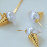 Ice Cream Baroque Pearl Earrings - floysun