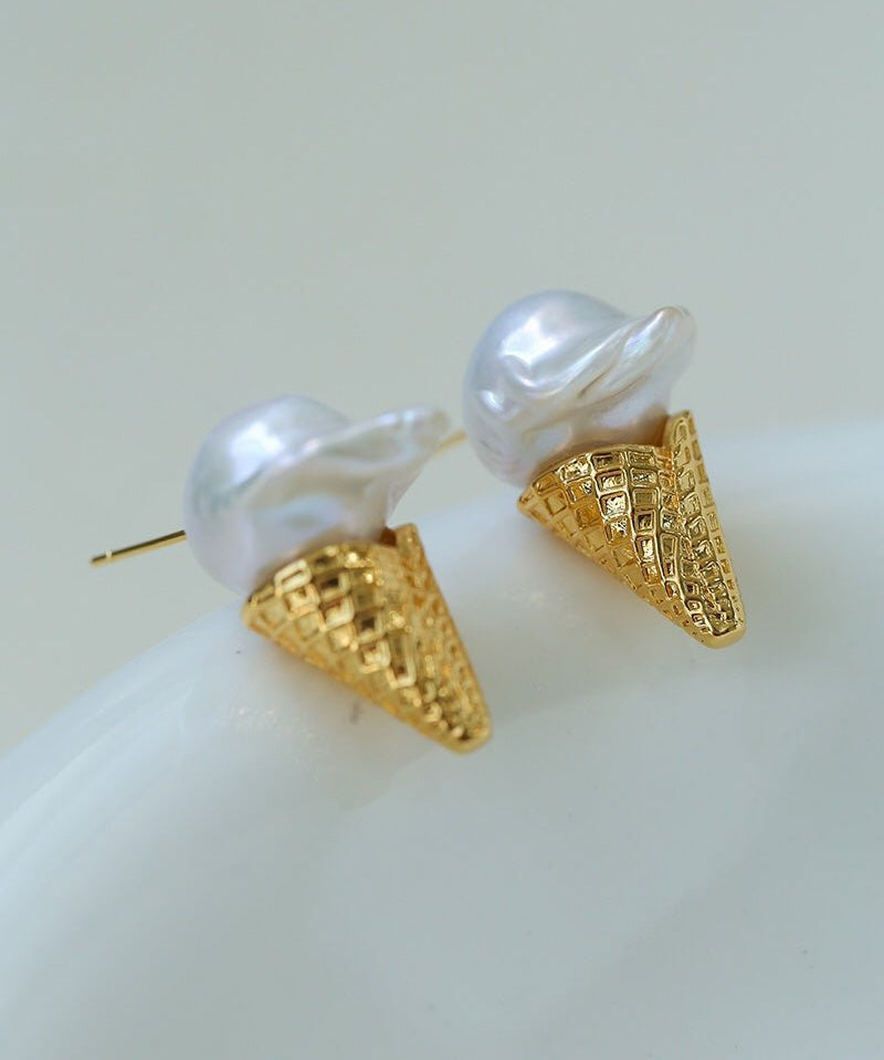 Ice Cream Baroque Pearl Earrings - floysun