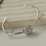 Intricate Design Starry Egg - Shaped Sterling Silver Bangles Bracelet - floysun