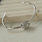 Intricate Design Starry Egg - Shaped Sterling Silver Bangles Bracelet - floysun