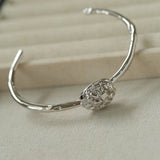 Intricate Design Starry Egg - Shaped Sterling Silver Bangles Bracelet - floysun