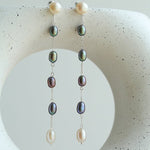 Iridescent Pearl Two-Tone Long Dangle Earrings - floysun