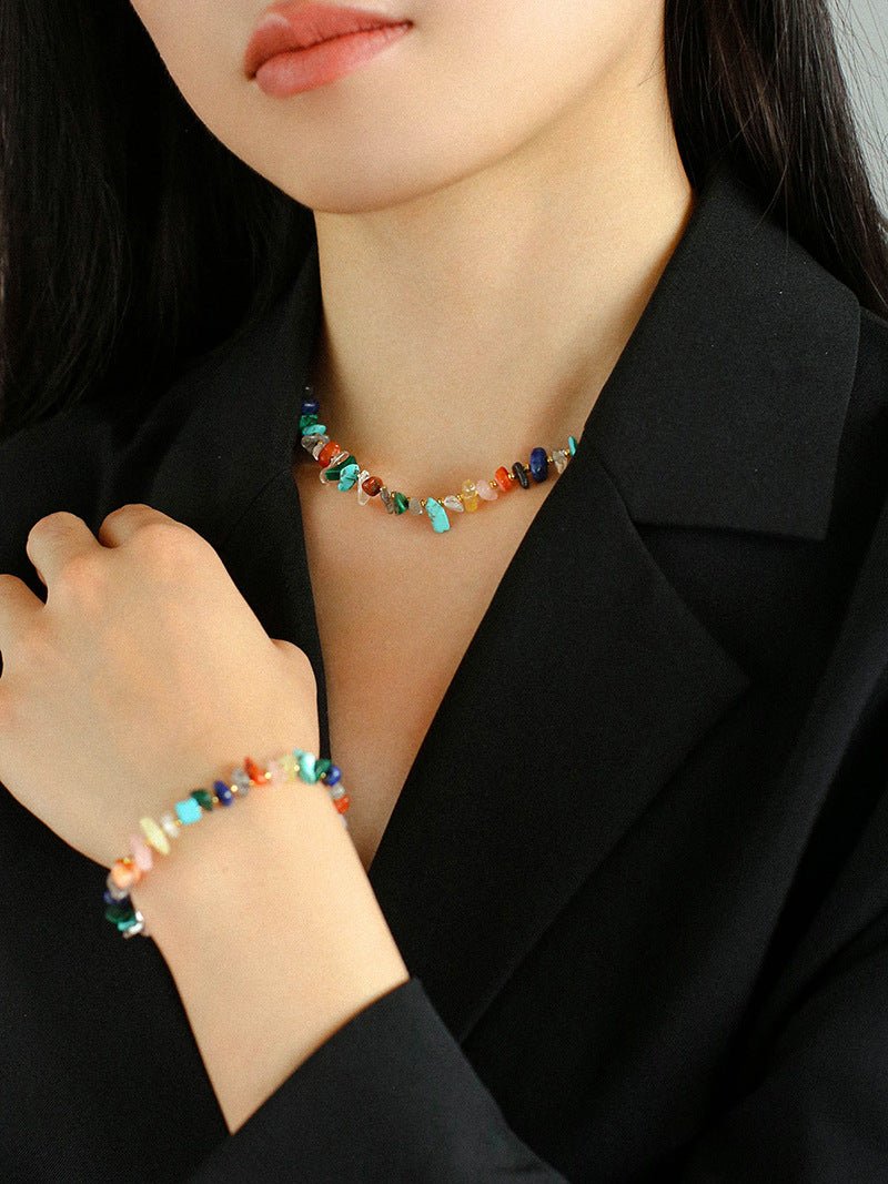 Irregular Colored Broken Stone Bead Bracelets - floysun