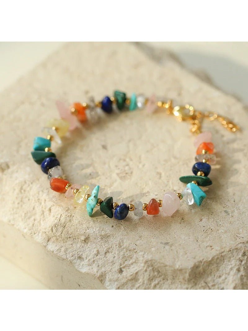 Irregular Colored Stone Natural Stone Bead Necklace - floysun