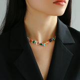 Irregular Colored Stone Natural Stone Bead Necklace - floysun