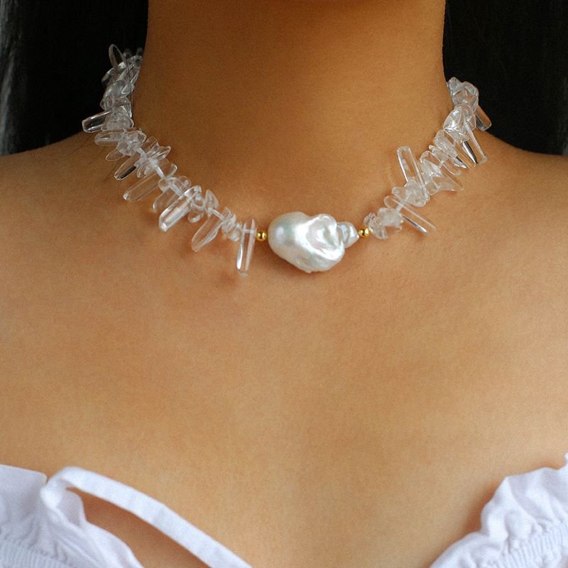 Irregular Crystal Baroque Pearl Necklace - floysun