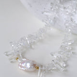 Irregular Crystal Baroque Pearl Necklace - floysun