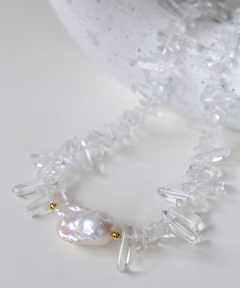 Irregular Crystal Baroque Pearl Necklace - floysun